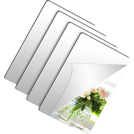 4pièces Miroir Acrylique Adhésif pour Mur de Miroir Autocollante Salle de Bain et Autres (1/5)