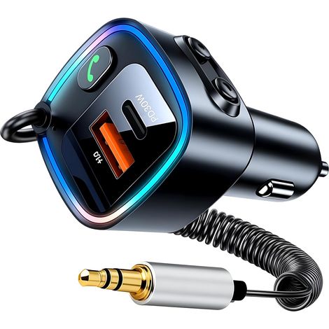 Adaptateur Bluetooth 5.4 Voiture avec Chargeur 42W (PD 30W & QC 12W) – Récepteur Bluetooth Jack 3.5mm pour Autoradio, Enceinte, Haut-Parleur, Amplificateur, Appels Mains Libres, Support USB Disk (1/5)