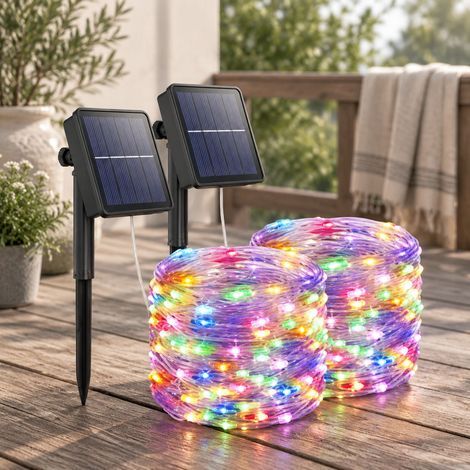 Guirlande Solaire Extérieure 12m 100 LED Multicolores Étanche IP55 8 Modes Déco Jardin Terrasse Noël Halloween (1/5)