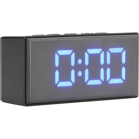 Réveil numérique avec rétroéclairage LED à économie d'énergie et affichage miroir, idéal pour dortoir/maison/chambre à coucher, bleu. (1/5)