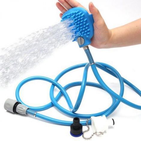 Douchette pour chien, accessoire de bain pour chien, brosse de toilette réglable et lingettes humides 2 en 1 - 2,5 m (1/2)