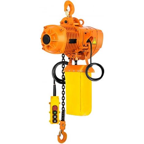 Palan Électrique à Chaîne, Capacité de Charge 1 t, Hauteur de Levage Max. 4 m, 1,1 kW, Grue Aérienne Monophasée avec Chaîne G80, Télécommande Filaire 3,3 m, pour Garage, Atelier, Hôtel, Maison (1/4)
