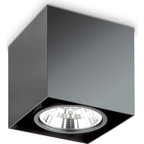 Plafoniera Moderna Mood Square Alluminio Nero 1 Luce Gu10 7W 3000K D15Cm (1/2)