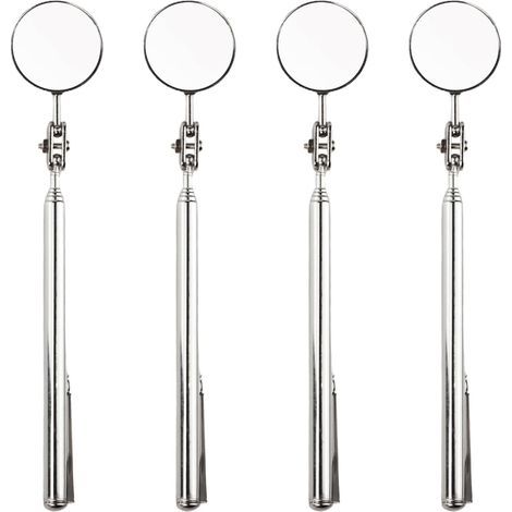 Lot de 4 Miroir d'inspection télescopique 30 mm, rotation 360 °, acier inoxydable, réglable 170-500 mm, pour voiture (1/5)