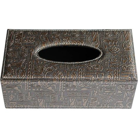 Porta fazzoletti/porta asciugamani/supporto per auto/decorazione per auto rettangolare in similpelle PU (motivo egizio) per uso domestico/ufficio. (1/4)