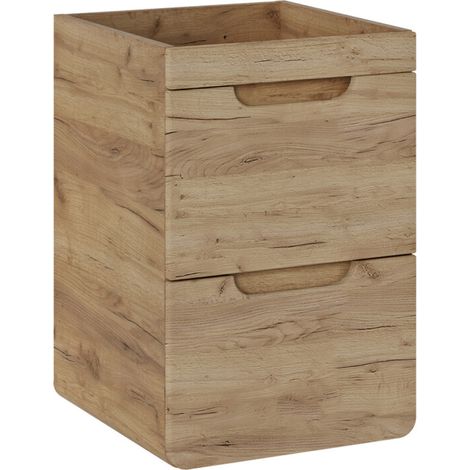 Meuble sous vasque suspendu ARUBA 2 tiroirs – Pour vasque encastrable 40 cm-Naturel-Largeur 40 cm (1/5)