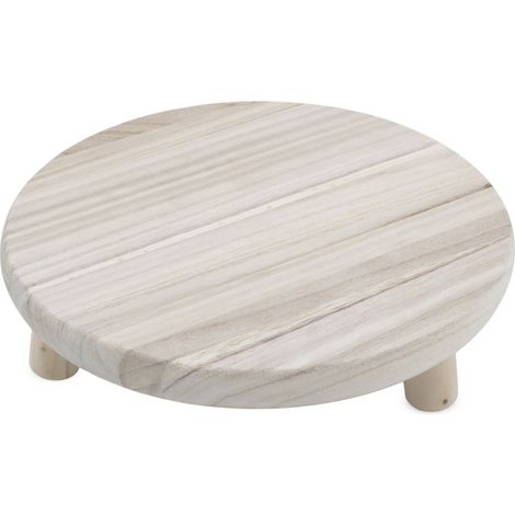 Holz Blumenhocker natur mit 3 Beinen - 29 cm - Massivholz Pflanzenständer rund naturbelassen