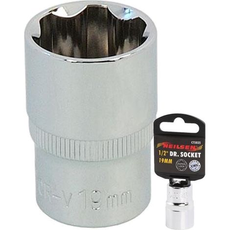 Neilsen 1/2" Drive Standard Shallow Square Metric Single Socket 19mm (1/2)