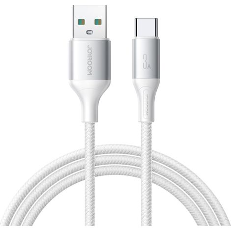 Câble tressé S-A28 USB-A - USB-C 3A 1 m - Blanc (1/5)