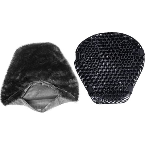 Zerodeko 2 Pièces Housse de Selle de Moto Protection Thermique Gel 3D à Décompression Coussin D'assise et Housse Peluche pour Motocyclette (1/4)