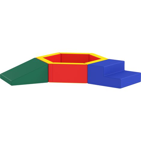 Parcours motricité bébé mousse EPE avec piscine à balles, module d'éveil avec housse PU multicolore (1/5)
