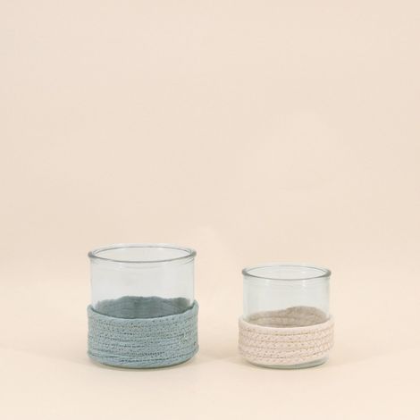 Set de 2 photophores en verre et corde (1/5)