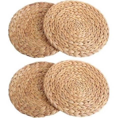 (Primärfarbe) Platzset – Natur – 4 Stück – Wasserhyazinthe – Rund – 30 cm Durchmesser (1/4)