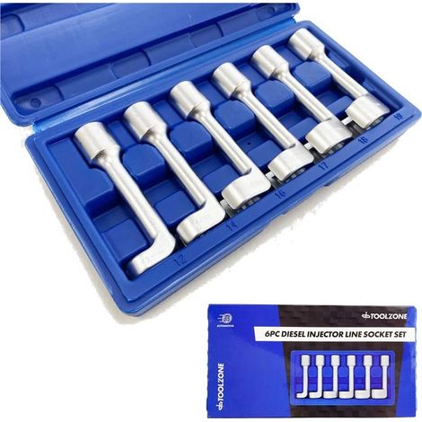 ToolZone 6pc Diesel Injector Line Socket Set 12-19mm 1/2 Drive Common Rail (1/2)