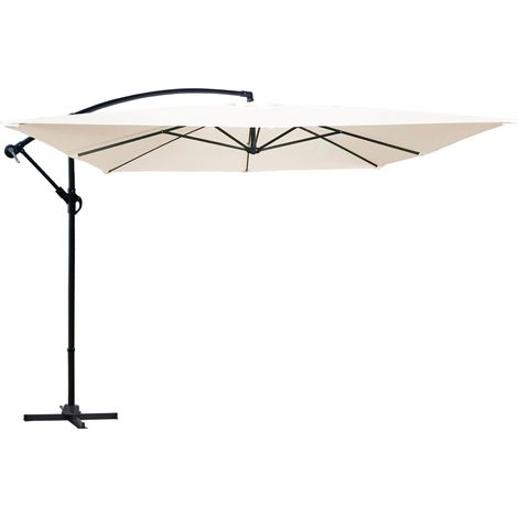 Parasol déporté  3x3m acier écru