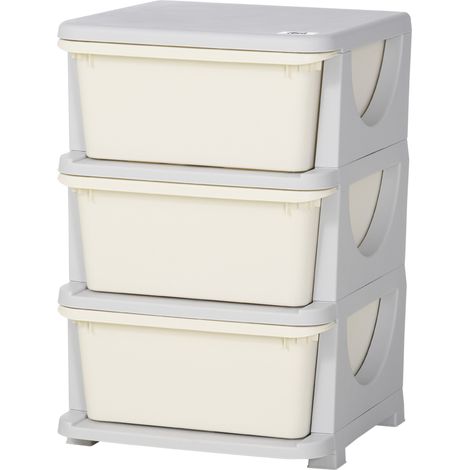 Three-Tier Kids Storage Boxes, Three Drawers - White (1/5)