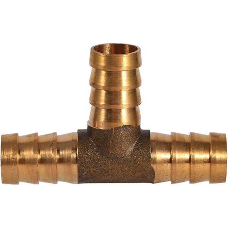 Connecteur de Tuyau de Carburant à 3 voies en t Raccord Tuyau Essence Adaptateur de Tuyau Joint de Jointure de Tuyau de Menuisier en Laiton (12mm). (1/4)