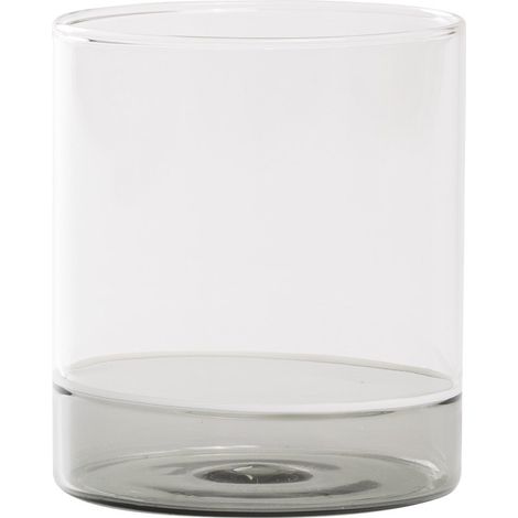 Filo Bianco Set 4 Bicchieri Tumbler in Vetro Borosilicato Soffiato a Mano Colore Trasparente e Grigio per Servizio Tavola Design Contemporaneo