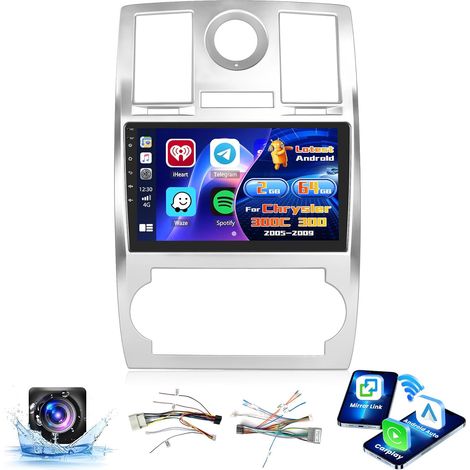 2G+64G Poste Radio pour Chrysler 300C 300 2005-2009, 9'' Android Ecran avec sans Fil Carplay/Android Auto Lien Miroir GPS Radio FM/RDS EQ WiFi Bluetooth 26 UI SWC Double Entrée USB (1/5)