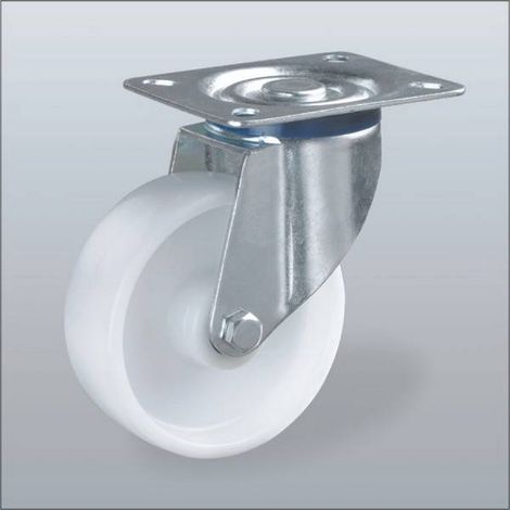 RUOTA IN POLIAMMIDE NYLON BIANCA NUCLEO SUPPORTO ZINC RUOTE GIREVOLI FRENO FISSE - RUOTA GIREVOLE Ø150