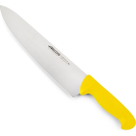 Coltello da cuoco Arcos Colore - Prof 290900 in acciaio inox Nitrum e mango ergonomico giallo polipropilene e 30 lama cm, coperchio espositivo