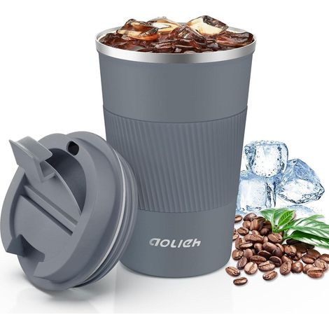 Aolieh Thermobecher Edelstahl Kaffeebecher Isolierbecher 380ml Graue (1/5)