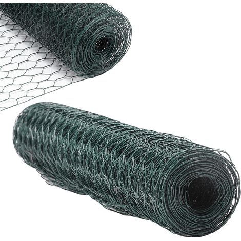 Recinto per Polli in Metallo per Recinzione 0,5x10m, Filo Esagonale per Pollaio da Giardino Voliera, Verde