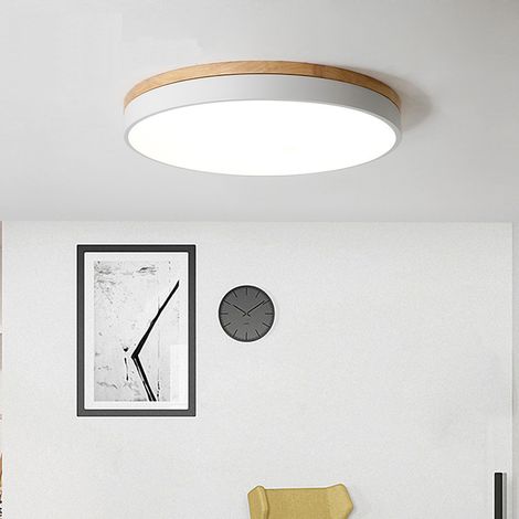 Plafonnier LED, Plafonnier Rond Moderne en Métal 24 W, Lumière Blanche 6000 K pour Salon, Chambre, Cuisine, Couloir, Salle à Manger, 30 cm, Blanc (1/5)
