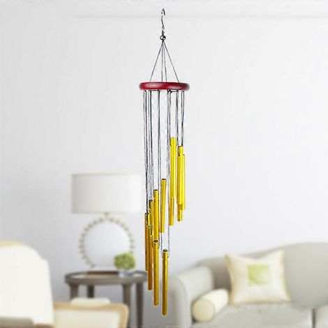 Carillon à vent en métal à 12 tubes, style nordique classique, ornement fait main pour jardin, terrasse ou mur extérieur, décoration intérieure
