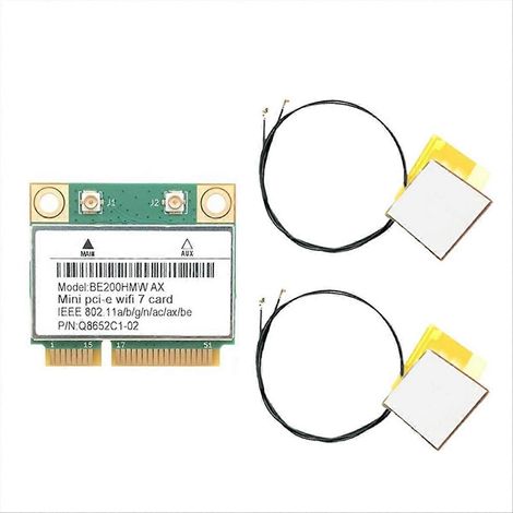 Adaptateur réseau sans fil WiFi 7 BE200 PCIe avec Bluetooth 5.4 tri-bande 2,4 GHz/5 GHz/6 GHz et 8 774 Mbps, incluant une antenne. (1/5)