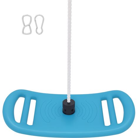 Balançoire enfants intérieur extérieur corde réglable mousqueton charge max 70 kg bleue