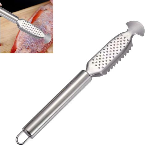 Écailleur de poisson professionnel multifonction, inoxydable, manche antidérapant, pratique pour retirer les écailles. (1/5)