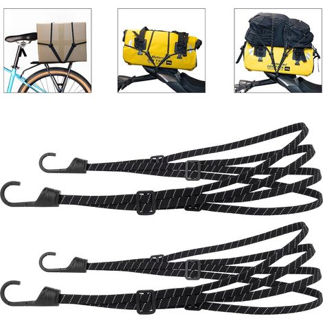 2 Pièces Tendeurs Elastique avec Crochets, étendeur vélo, Sangle élastique Moto, Sangle Bagage, Sangle de Casque, Tendeurs Elastique Noir, Sangle Moto (1/4)