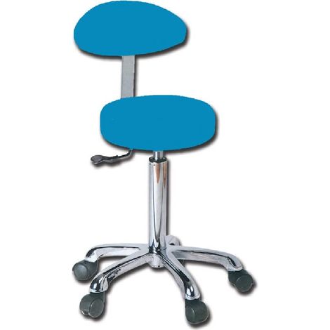 GIMA - Sgabello con schienale e seduta imbottita in finta pelle Ø 34 cm, altezza regolabile, blu, 45242