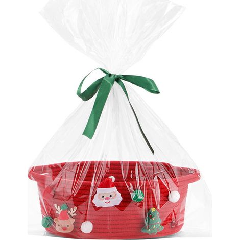 Panier De Rangement - Corde Coton Rouge Tissée - Pour Cadeaux Jouets Snacks Cosmétiques - 30 x 20 x 13 cm - 1 Pièce (1/5)