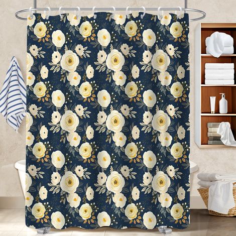 Rideau douche imperméable polyester 180x180 poids aux ourlets bâche de douche pour accueillir l’été dans sa maison (1/5)