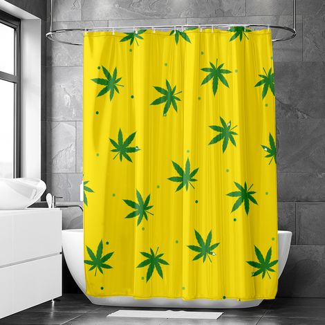 Rideau de douche motif feuilles de cannabis modernes, tissu salle de bain imperméable, 90x180 cm (1/3)