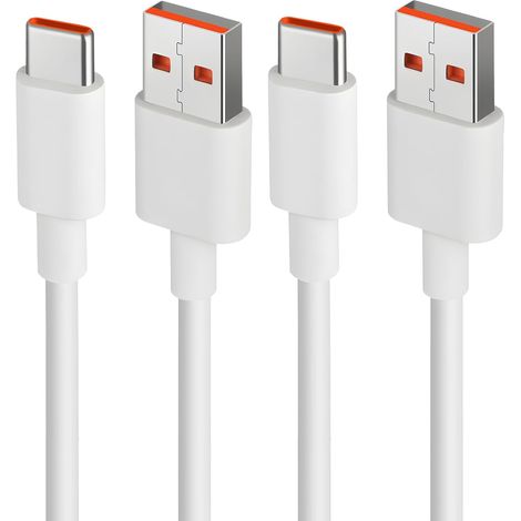 Paquete de 2 cables de carga rápida USB-C de 120 W, 1,5 metros, cable USB tipo C de 6 A para carga, cable de carga rápida, transferencia de 480 Mbps para 13T Pro, 12T Pro, 12T, 11T Pro, Note y otros. (1/5)