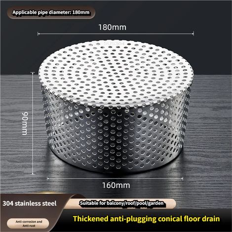 Filtre à flux descendant 180mm, bouchon d'étanchéité, couvercle de ventilation, bouchon de tuyau d'échappement conique en acier inoxydable (1/5)