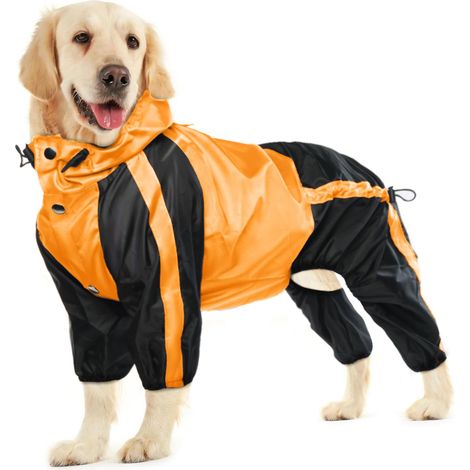 Imperméable pour chien à 4 pattes avec capuche, poncho imperméable ajustable pour animaux de compagnie, vêtement de pluie anti-neige avec ouverture pour laisse pour chiens