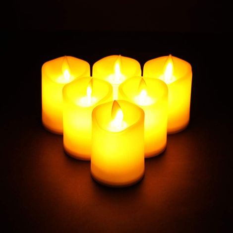7cm de haut Jeu de 6 bougies vacillantes alimentées par des piles électriques LED sans flamme en plastique avec mèche mobile Lampes à thé pour la maison et le mariage