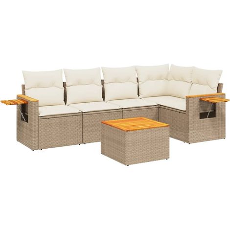 Set Divano da Giardino 6 pz con Cuscini Beige in Polyrattan vidaXL (1/5)