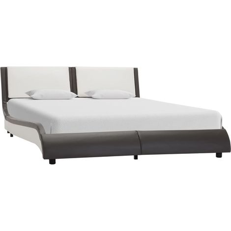 Estructura de cama con LED sin colchón gris y blanco 120x190 cm vidaXL