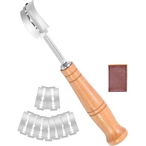 Lame Boulanger Lame à Pain avec 10 Lames Boulanger Scarificateur pour Pain Rasoir à Pain Cutter Boulangerie pour Grigner Scarifier (1/4)