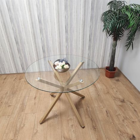 Dining Table Clear Glass Kitchen Place for 4 Seats, Dining Table Only (Clear H 75 x L 100 x W 100 cm) (1/5)