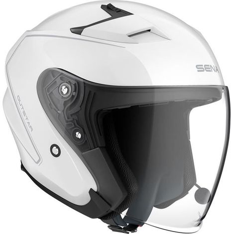 Casque moto jet - Intercom équipé Sena - blanc - S (1/4)