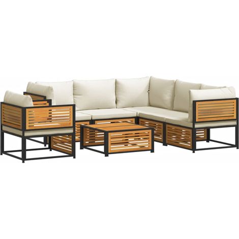Maison Exclusive - Set Divano da Giardino 7 pz con Cuscini Legno Massello Acacia (1/5)