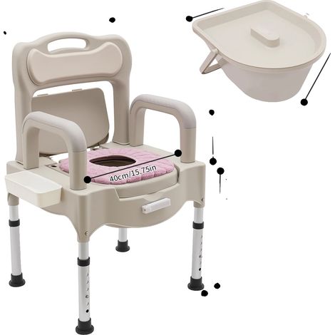 Sedia da WC regolabile in altezza, design moderno, grigio e bianco (1/2)