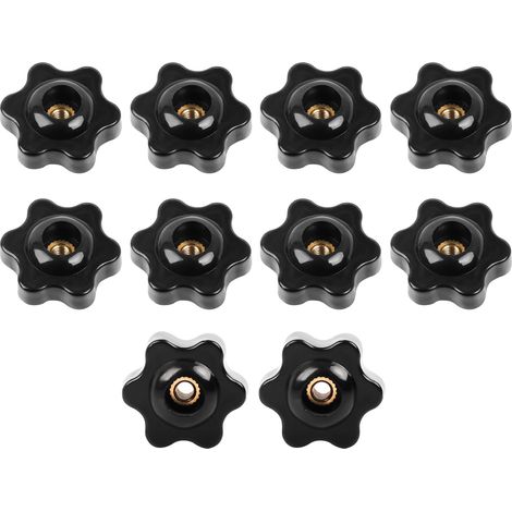 Lot de 10 écrous à poignée étoile M8 - Écrou moleté avec filetage intérieur - Bouton de serrage en étoile percé pour machines à outils, meubles et équipements de fitness (1/5)