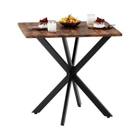 Round industrial-style dining table with black X-shaped legs – Kitchen table / Desk (1/5)